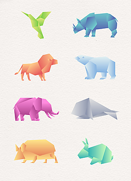 卡通可爱动物折纸矢量素材