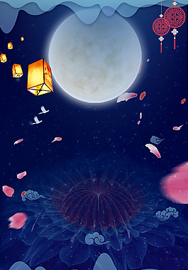 夜色月亮中秋节背景