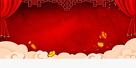 中国红2019猪年舞台banner背景
