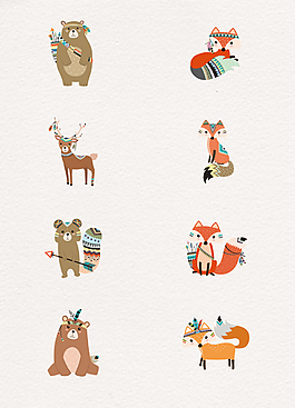 8组可爱动物花纹创意设计元素