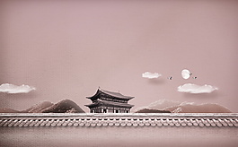 古风简约中秋海报背景素材