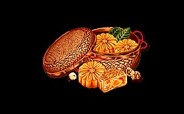 手绘精致月饼装饰素材