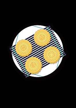 手绘卡通月饼装饰素材
