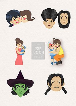 时尚的家庭人物和头像素材