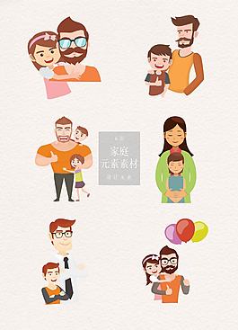 年轻的卡通家庭素材