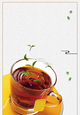 薄荷绿叶祁门红茶边框广告背景素材