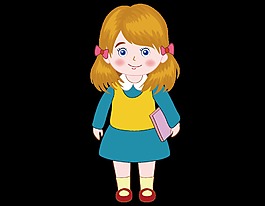 手绘唯美小美女元素