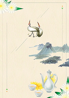 彩绘中国风重阳节海报背景素材