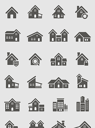 矢量房屋楼房商场图标标志