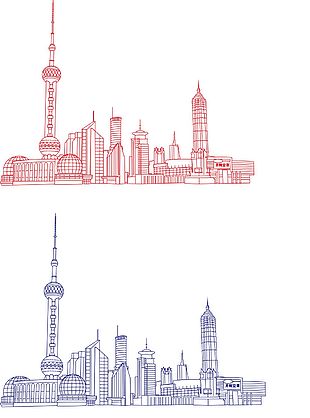 上海建筑素描矢量素材