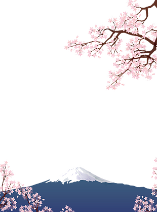 樱花富士山免扣素材