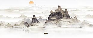 中国风意境水墨山水画古风山水装饰画