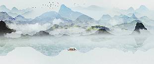 中国风意境水墨山水画古风山水装饰画