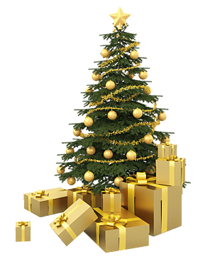 圣诞节圣诞树金色包装礼盒