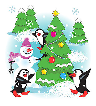 圣诞卡通插画矢量图