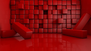 空间感抽象 C4D 渲染红色质感背景