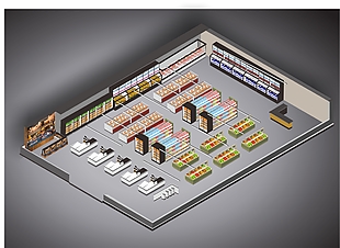 矢量超市商場灰色設計圖