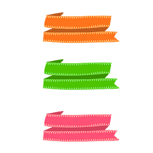 手绘彩色飘带标签广告免抠