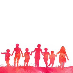 一群人手牵手