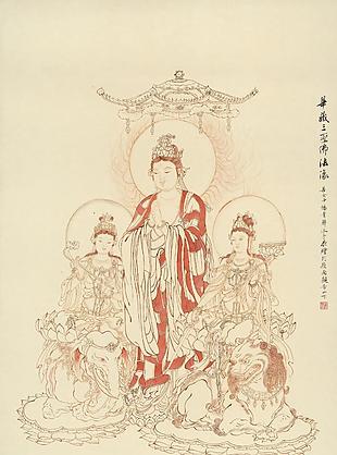 华藏三圣佛法像｜杨青辞国画选