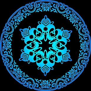 雪花 古代边框 彩色渐变 花矢量图