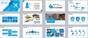 扁平蓝色简约企业宣传介绍通用动态模板
