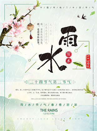 春季节气雨水宣传海报