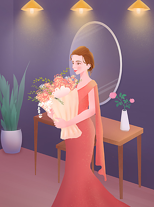 可爱女神节创新插画