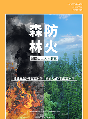 预防山火人人有责海报设计