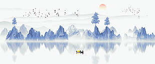 蓝色水墨画