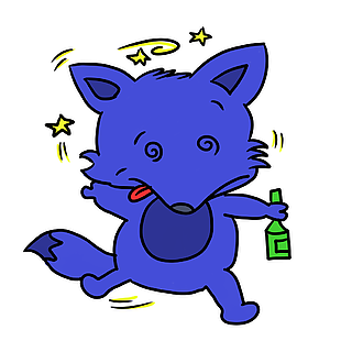 醉酒的狐狸卡通设计