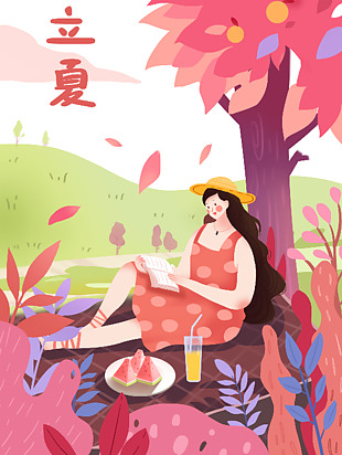 传统创意立夏插画