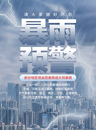 暴雨天气安全出行宣传海报