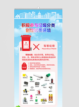 积极参与垃圾分类宣传展板