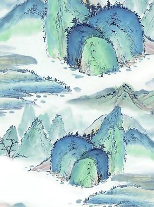禅意山水油墨画背景