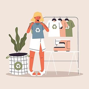 环保可循环服装卡通插画设计