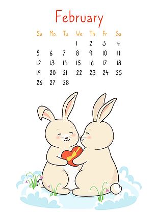 兔年日历2023年2月模板设计