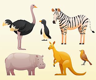 扁平风森林动物卡通插画素材