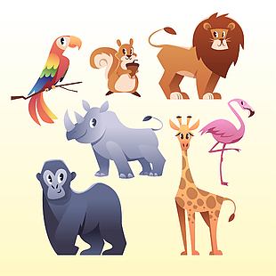丛林动物矢量插画素材下载