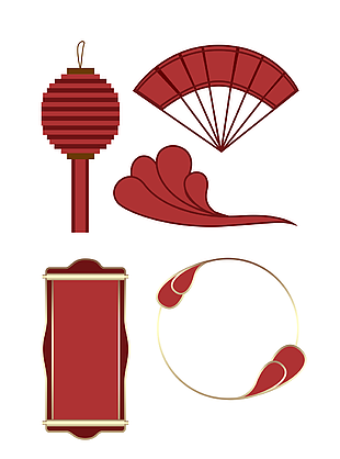 红色复古中国传统节日设计元素图片下载