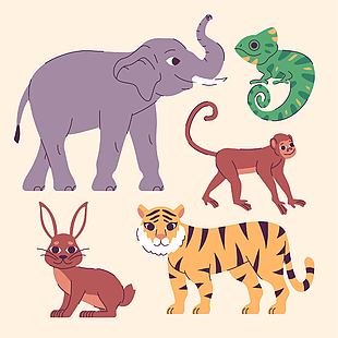 动物园动物卡通插画素材图片