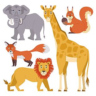 森林动物主题可爱插画素材下载