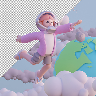 可爱卡通宇航员插画图片