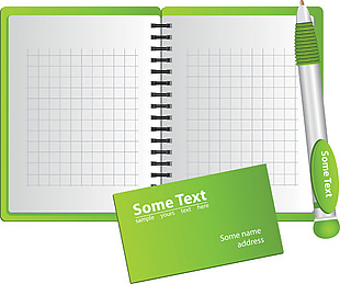 绿色笔记本名片记账本矢量