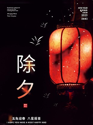 2023兔年除夕夜晚拍摄图海报素材