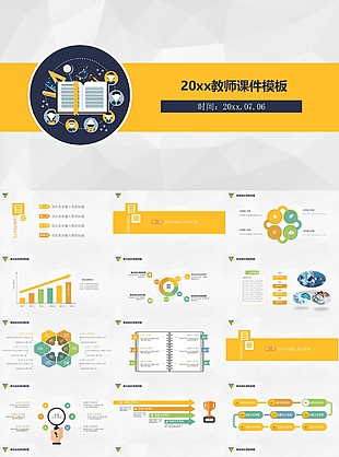 黄色学术风教师课件工作汇报模板