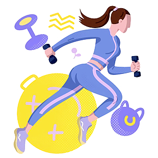 运动跑步人物卡通插画模板下载