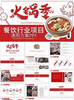 火锅季餐饮行业项目通用方案PPT模板