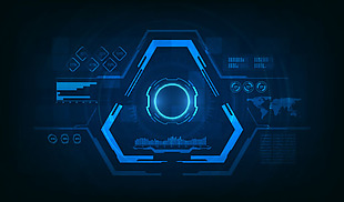 蓝色简约科技5D商务背景设计