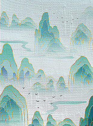 中国风大气山水刺绣背景图片